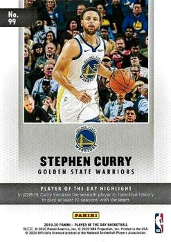 2019-20 Panini Player of the Day #99 Stephen Curry Back