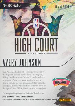 2019-20 Panini Court Kings - High Court Signatures #HC-AJO Avery Johnson Back