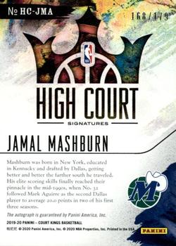 2019-20 Panini Court Kings - High Court Signatures #HC-JMA Jamal Mashburn Back
