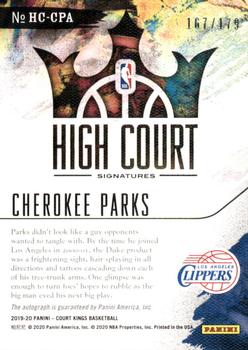 2019-20 Panini Court Kings - High Court Signatures #HC-CPA Cherokee Parks Back