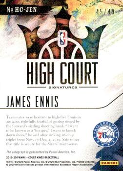 2019-20 Panini Court Kings - High Court Signatures Citrine #HC-JEN James Ennis Back