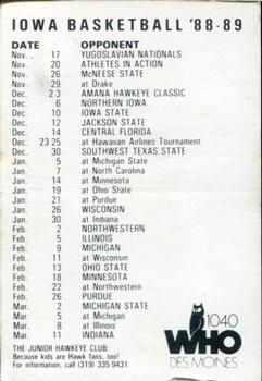1988-89 Iowa Hawkeyes #NNO Ed Horton Back