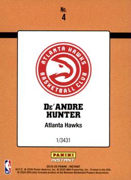 2019-20 Panini Instant Rated Rookie Retro #4 De'Andre Hunter Back