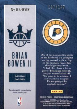 2019-20 Panini Court Kings - Heir Apparent #HA-BWN Brian Bowen II Back