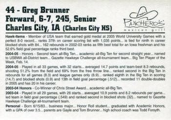 2005-06 Panchero's Iowa Hawkeyes #NNO Greg Brunner Back