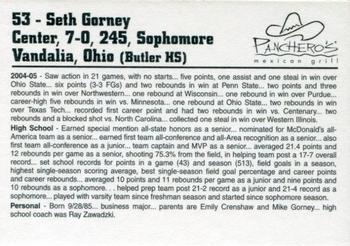 2005-06 Panchero's Iowa Hawkeyes #NNO Seth Gorney Back