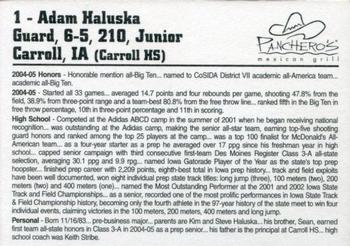 2005-06 Panchero's Iowa Hawkeyes #NNO Adam Haluska Back