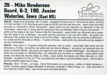 2005-06 Panchero's Iowa Hawkeyes #NNO Mike Henderson Back