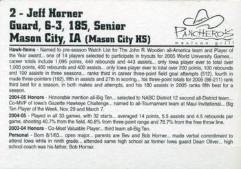 2005-06 Panchero's Iowa Hawkeyes #NNO Jeff Horner Back