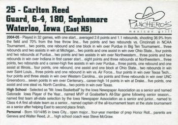 2005-06 Panchero's Iowa Hawkeyes #NNO Carlton Reed Back