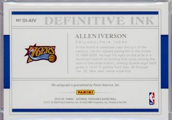 2019-20 Panini National Treasures - Definitive Ink Gold #DI-AIV Allen Iverson Back