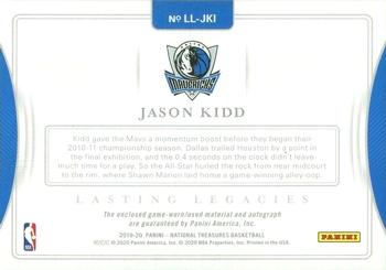 2019-20 Panini National Treasures - Lasting Legacies Super Prime #LL-JKI Jason Kidd Back