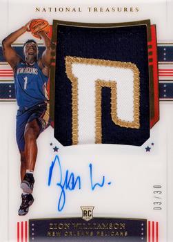 2019-20 Panini National Treasures - Rookie Patch Autographs Stars and Stripes FOTL #108 Zion Williamson Front