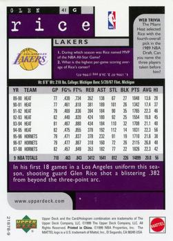 1999-00 Upper Deck Mattel NBA Super Stars Cards #NNO Glen Rice Back