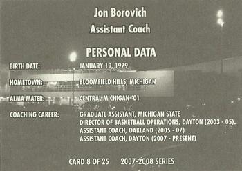 2007-08 National City Dayton Flyers #8 Jon Borovich Back