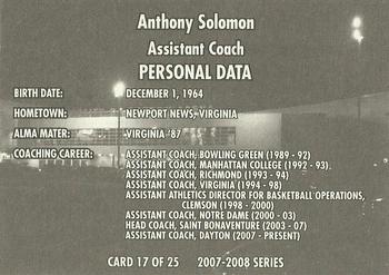 2007-08 National City Dayton Flyers #17 Anthony Solomon Back