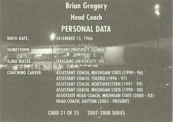 2007-08 National City Dayton Flyers #21 Brian Gregory Back