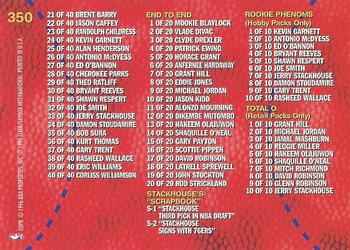 1995-96 Fleer #350 Checklist: 320-350 and Inserts Back