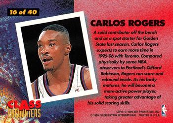 1995-96 Fleer - Class Encounters #16 Carlos Rogers Back