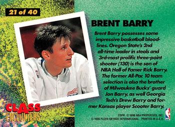 1995-96 Fleer - Class Encounters #21 Brent Barry Back