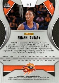 2020 Panini Prizm WNBA #2 Briann January Back