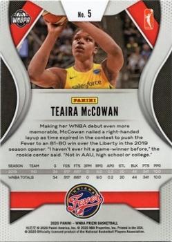 2020 Panini Prizm WNBA #5 Teaira McCowan Back