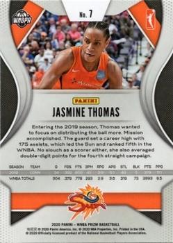 2020 Panini Prizm WNBA #7 Jasmine Thomas Back