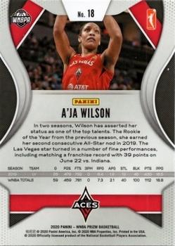 2020 Panini Prizm WNBA #18 A'ja Wilson Back