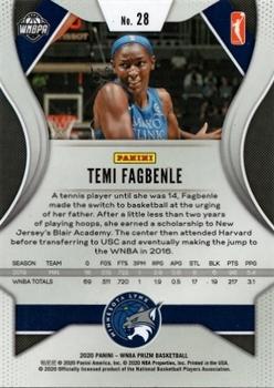 2020 Panini Prizm WNBA #28 Temi Fagbenle Back
