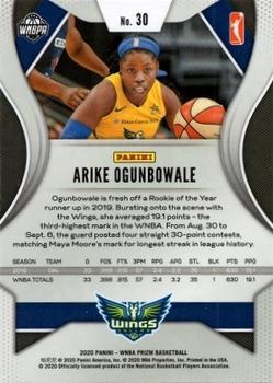2020 Panini Prizm WNBA #30 Arike Ogunbowale Back