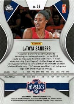 2020 Panini Prizm WNBA #39 LaToya Sanders Back
