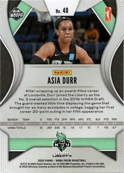 2020 Panini Prizm WNBA #40 Asia Durr Back