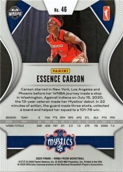 2020 Panini Prizm WNBA #46 Essence Carson Back