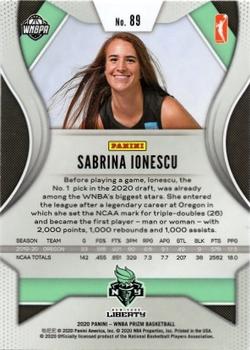 2020 Panini Prizm WNBA #89 Sabrina Ionescu Back