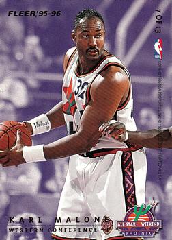 1995-96 Fleer - NBA All-Stars #7 Tyrone Hill / Karl Malone Back