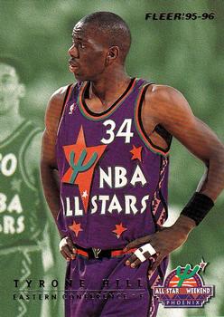1995-96 Fleer - NBA All-Stars #7 Tyrone Hill / Karl Malone Front
