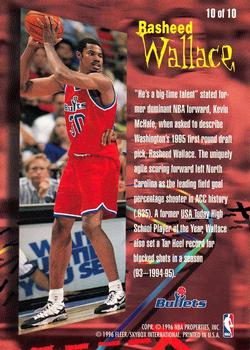 1995-96 Fleer - Rookie Phenom #10 Rasheed Wallace Back