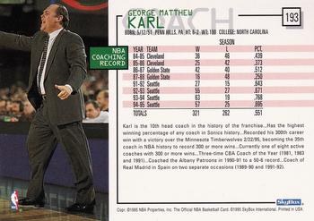 1995-96 Hoops #193 George Karl Back