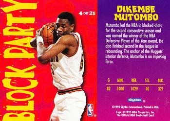 1995-96 Hoops - Block Party #4 Dikembe Mutombo Back