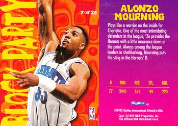 1995-96 NBA Hoops - Block Party #7 - Alonzo Mourning
