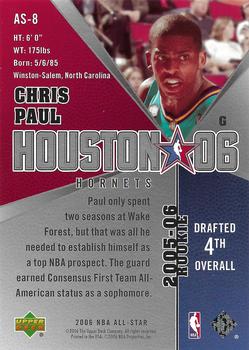 2006 Upper Deck All-Star Game Houston All-Star Selections #AS-8 Chris Paul Back
