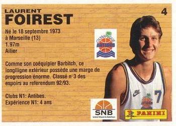 1993-94 Panini (LNB) #4 Laurent Foirest Back
