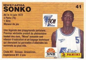 1993-94 Panini (LNB) #41 Mustapha Sonko Back