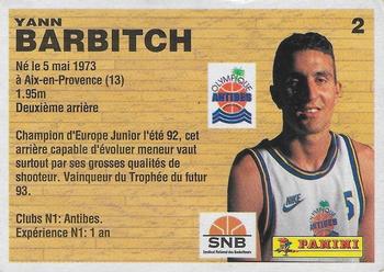 1993-94 Panini (LNB) #2 Yann Barbitch Back
