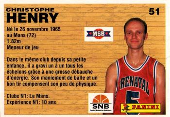 1993-94 Panini (LNB) #51 Christophe Henry Back