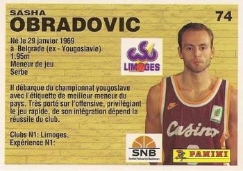 1993-94 Panini (LNB) #74 Sasa Obradovic Back