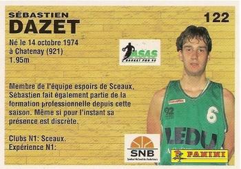 1993-94 Panini (LNB) #122 Sebastien Dazet Back