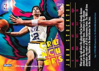 1995-96 Hoops - Number Crunchers #23 John Stockton Back