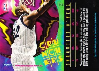 1995-96 Hoops - Number Crunchers #2 Shaquille O'Neal Back