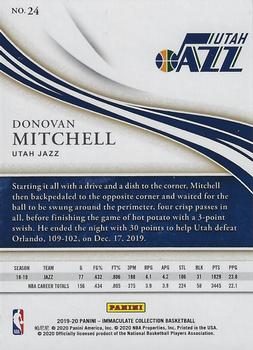 2019-20 Panini Immaculate Collection #24 Donovan Mitchell Back